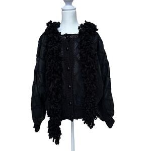 Mendoza Crespo Black Knit Jacket - Unique Design - Size Large